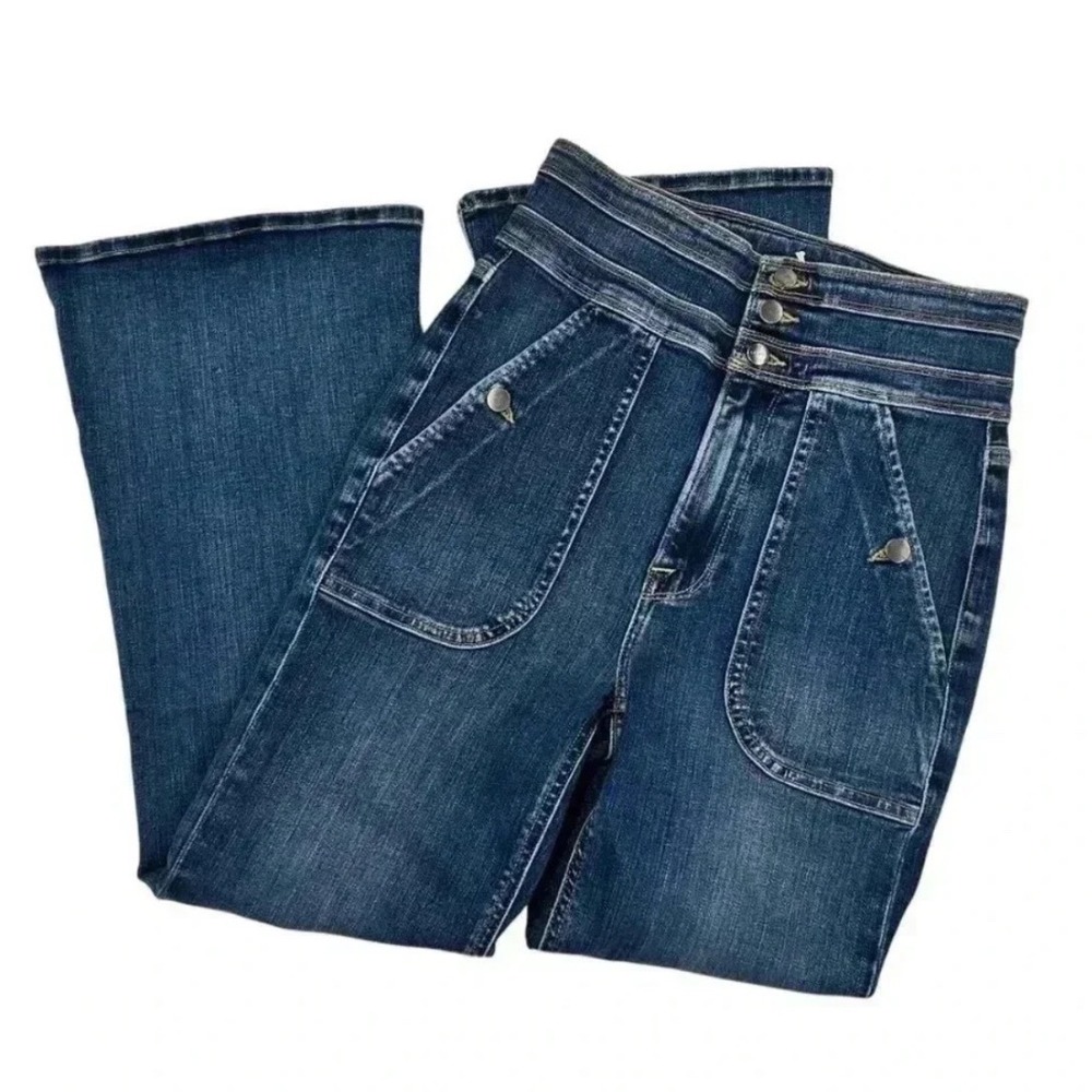 FRAME Le crop flare tiered waist in Radford High Rise Jeans size 34